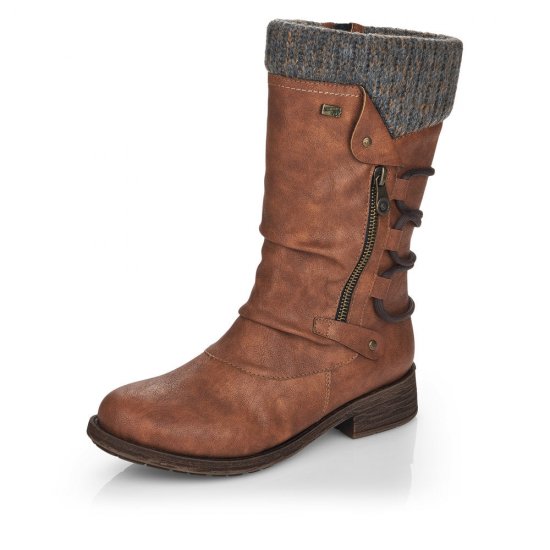 Remonte Synthetic Material Women's Mid Height Boots| D8070-01 Mid-height Boots Brown Combination - Click Image to Close