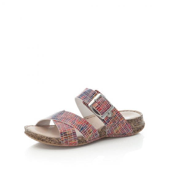 Rieker Women's sandals | Style 61198 Casual Mule Multi - Click Image to Close