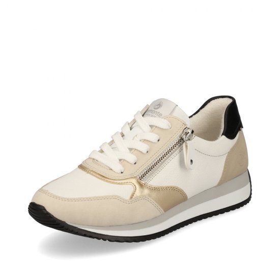 Remonte Women's shoes | Style D0H01 Athletic Lace-up with zip Beige - Click Image to Close