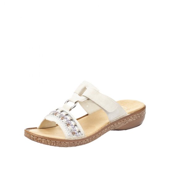 Rieker Women's sandals | Style 628M6 Casual Mule White - Click Image to Close