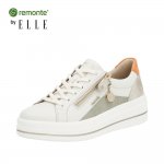 Remonte Women's shoes | Style D1C01 Athletic Lace-up with zip White Combination