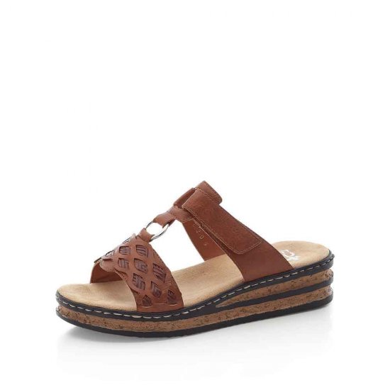 Rieker Women's sandals | Style 629K9 Casual Mule Brown - Click Image to Close