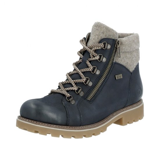 Remonte Suede Leather Women's Mid Height Boots| D7478 Mid-height Boots Blue Combination - Click Image to Close