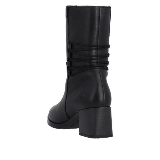 Remonte Leather Women's mid height boots| D0V71 Mid-height Boots Black - Click Image to Close