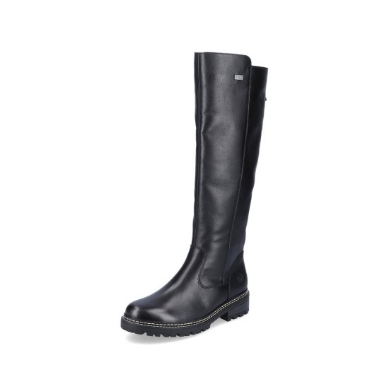 Remonte Leather Women's Tall Boots| D0B72 Tall Boots Black - Click Image to Close