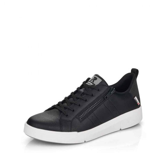 Rieker EVOLUTION Women's shoes | Style 41906 Athletic Lace-up with zip Black - Click Image to Close