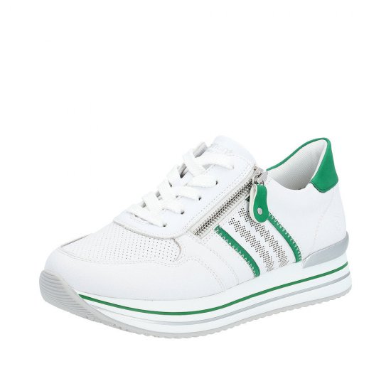 Remonte Women's shoes | Style D1318 Athletic Lace-up with zip White - Click Image to Close