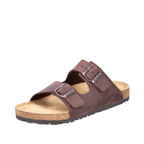 Rieker Men's sandals | Style 22190 Casual Mule Brown - Click Image to Close