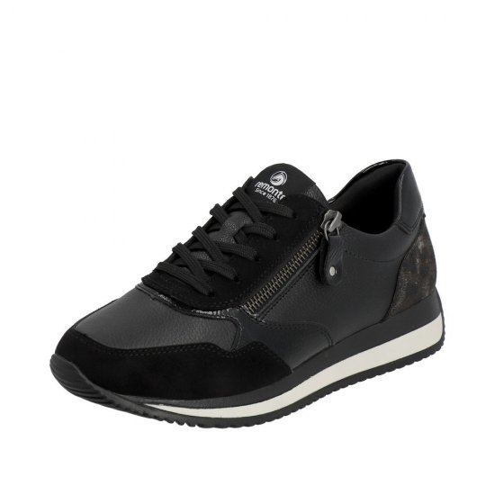 Remonte Women's shoes | Style D0H01 Athletic Lace-up with zip Black Combination - Click Image to Close