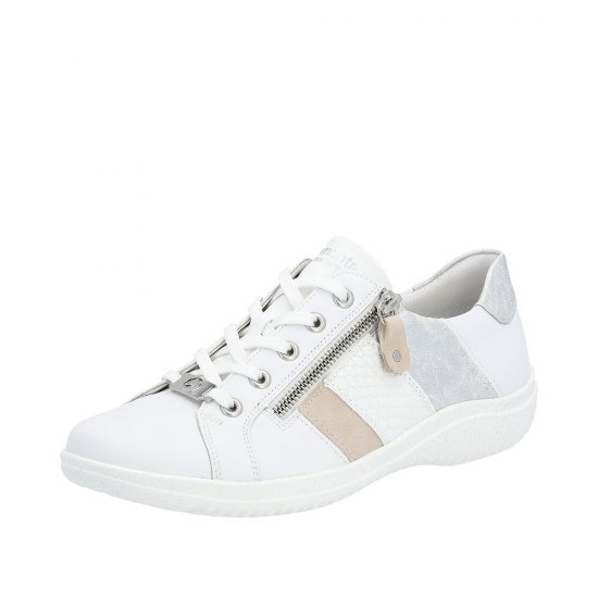 Remonte Women's shoes | Style D1E00 Athletic Lace-up with zip White Combination - Click Image to Close