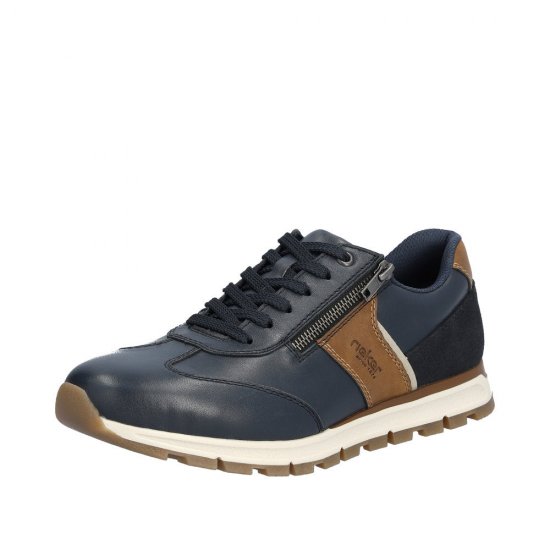 Rieker Men's shoes | Style B0501 Casual Lace-up with zip Blue - Click Image to Close