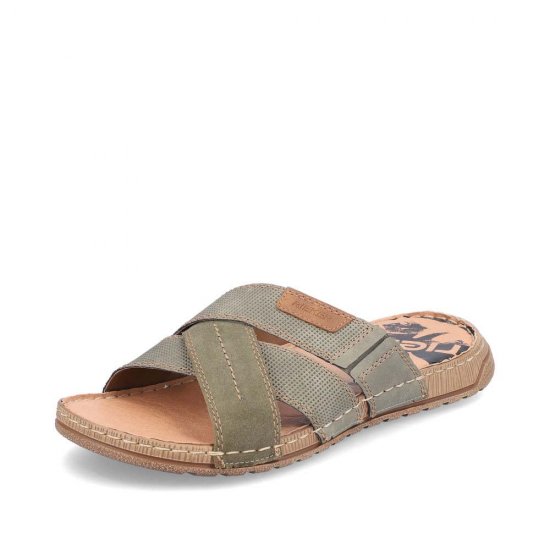 Rieker Men's sandals | Style 21953 Casual Mule Green - Click Image to Close