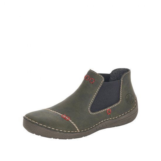 Rieker Synthetic Material Women's short boots | 52590 Ankle Boots Green - Click Image to Close