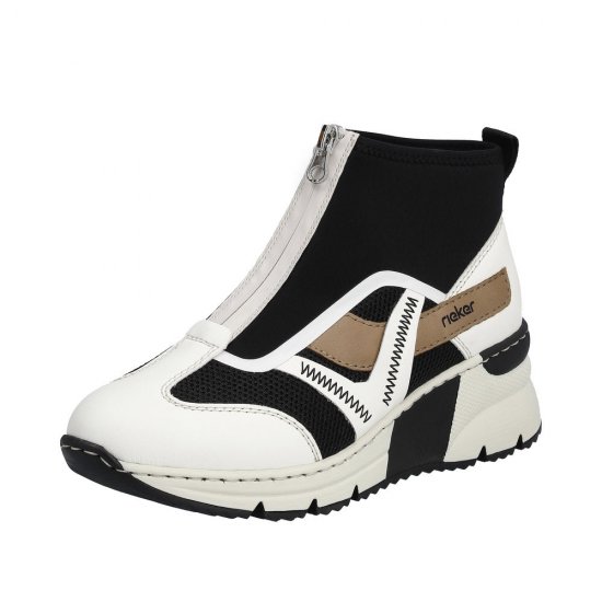 Rieker Women's shoes | Style N6360 Athletic Zipper White Combination - Click Image to Close