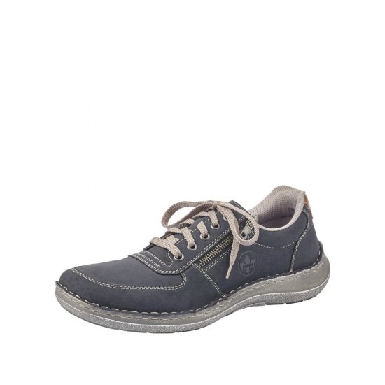 Rieker Men's shoes | Style 03030 Casual Lace-up with zip Blue - Click Image to Close