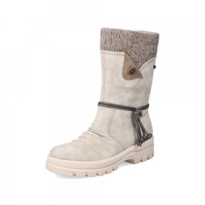 Rieker Synthetic leather Women's mid height boots | X8283-60 Mid-height Boots Flip Grip Beige