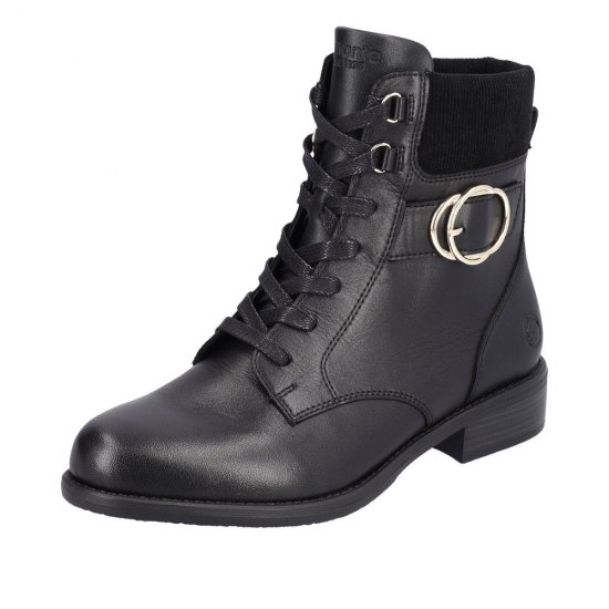 Remonte Leather Women's mid height boots| D0F76 Mid-height Boots Black - Click Image to Close