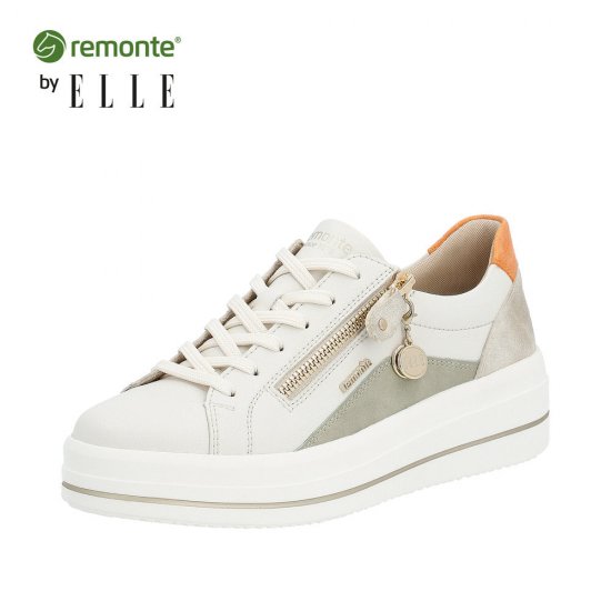 Remonte Women's shoes | Style D1C01 Athletic Lace-up with zip White Combination - Click Image to Close