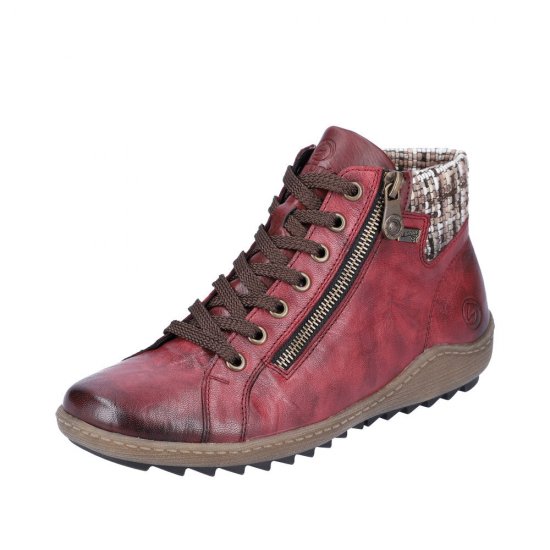 Remonte Leather Women's short boots| R1485 Ankle Boots Red Combination - Click Image to Close