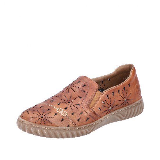 Rieker Women's shoes | Style N0967 Casual Slip-on Brown - Click Image to Close