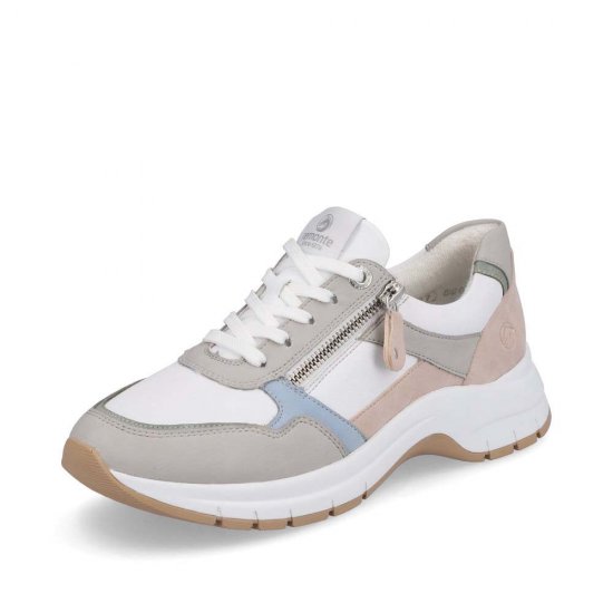 Remonte Women's shoes | Style D0G02 Casual Lace-up with zip White Combination - Click Image to Close