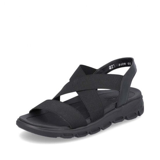 Rieker EVOLUTION Women's sandals | Style V8408 Athletic Sandal Black - Click Image to Close