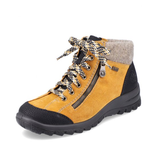 Rieker Suede leather Women's short boots| L7132 Ankle Boots Yellow Combination - Click Image to Close