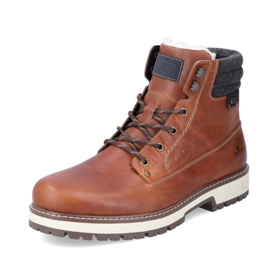 Rieker Leather Men's boots | F8301 Ankle Boots Flip Grip Brown - Click Image to Close